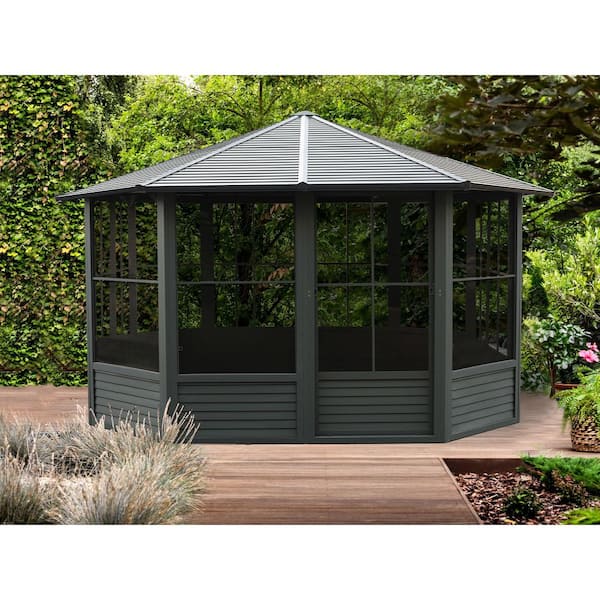 12 ft. x 12 ft. Florence Solarium Metal Roof Black