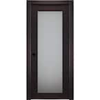 30 in. x 80 in. Avanti 207 Black Apricot Right-Hand Solid Core Wood 1-Lite Frosted Glass Single Prehung Interior Door