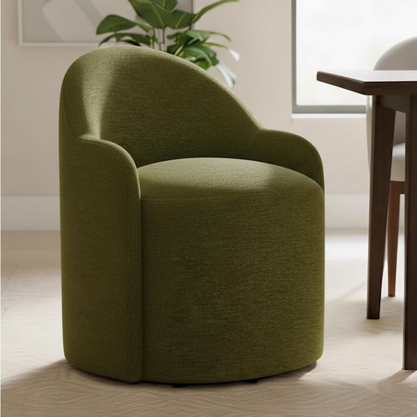 Franklin Green Fabric Modern Upholstered Swivel Dining Chair with Wheels for Dining Room, Kitchen