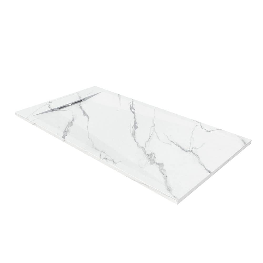 60 in. L x 32 in. W Alcove Shower Pan Base with Reversible Drain in Carrara White, Low Profile, Wheel Chair Access price history on PriceWatchPro