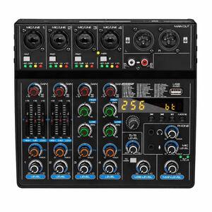 6 channel compact audio mixer console with Bluetooth USB and sound card in black single pack