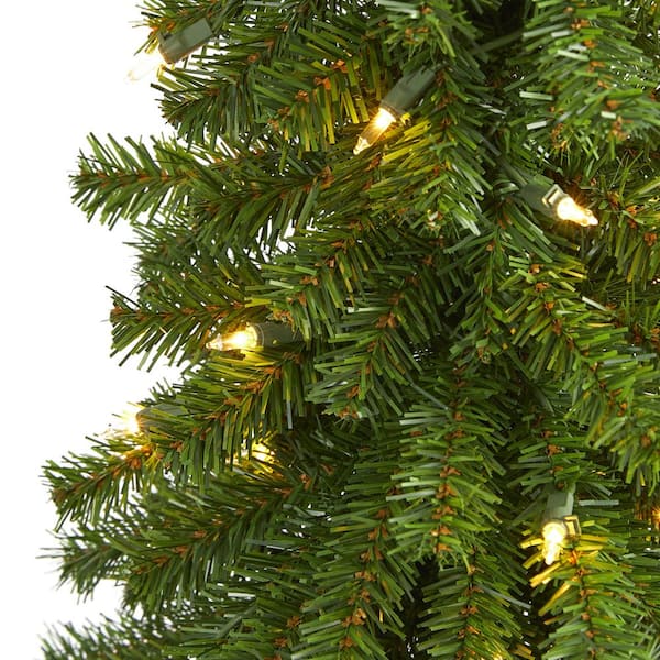 Nearly Natural 3 Ft Pre Lit Alpine Artificial Christmas Tree With 50 Clear Lights In A Burlap Planter T1842 The Home Depot