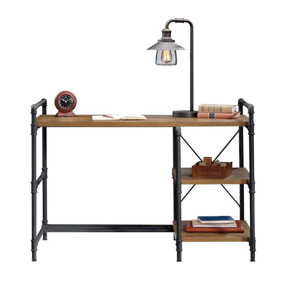 Iron City Black Metal and Oak Wood Desk with Shelves