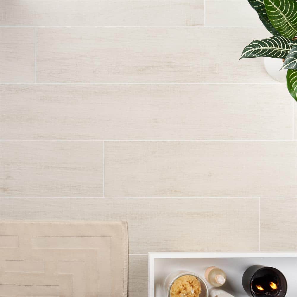 Montgomery White 8" x 48" Matte Porcelain Wood Look Tile