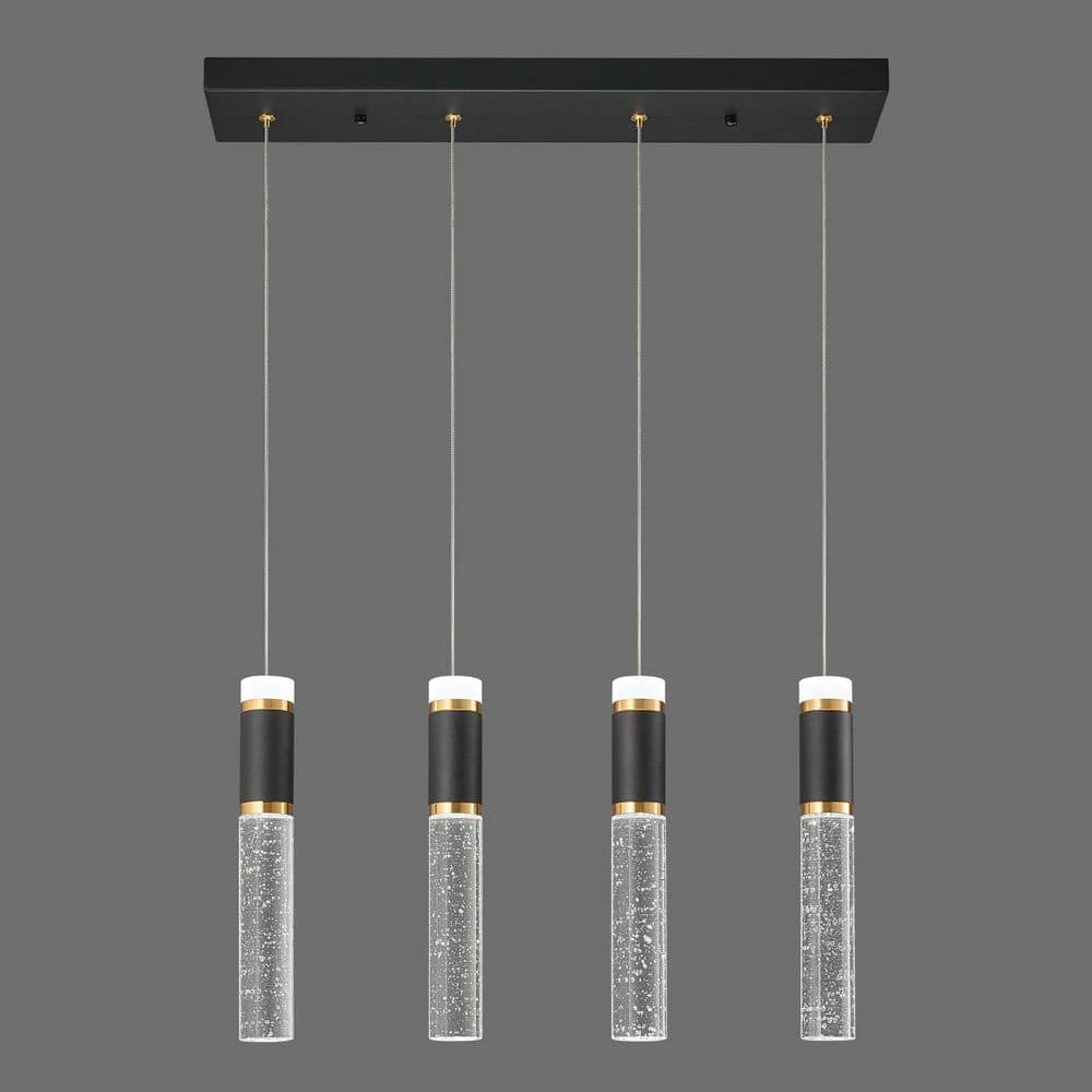 Home Lighting 24W 4-Light Black Gold Modern Pendant Light Dimmable LED Bubble Crystal Light Fixture for Kitchen price history on PriceWatchPro