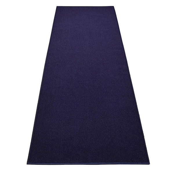 Unbranded Solid Navy Color 36 in. x 31.5" Indoor Landing Mat Stair Tread Cover Slip Resistant Backing Set of 1