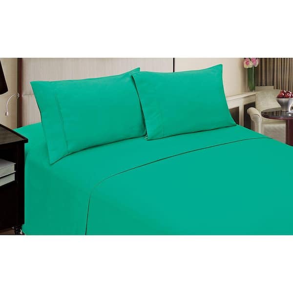 Home Dynamix 4-Piece Teal Solid 80 Thread Count Microfiber King Sheet Set