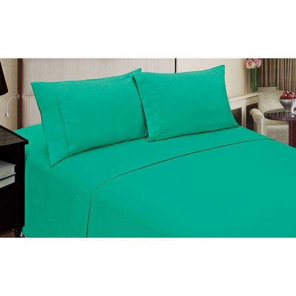 Home Dynamix 4-Piece Lime Solid 80 Thread Count Microfiber Queen Sheet Set