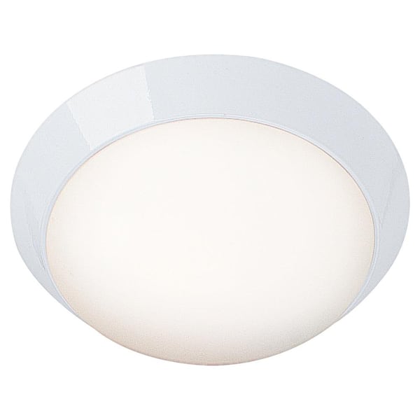 Access Lighting Cobalt 1-Light White Flush Mount with Opal Glass Shade