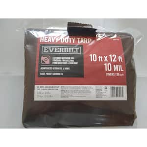 Everbilt 10mil Poly-carbonate eyelet heavy duty browns/silver tarp 10ft x12ft 1PK