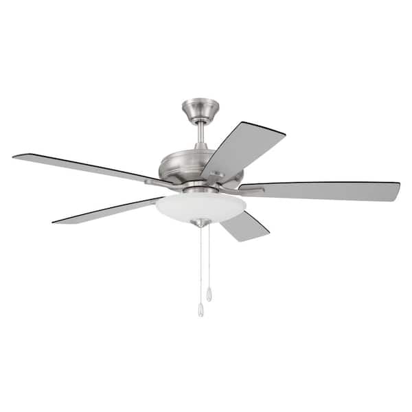 CRAFTMADE Eos 3 Light Bowl 52 in. Indoor Dual Mount Brushed Nickel Finish Ceiling Fan w/ Reversible Brushed Nickel/Greywood Blades