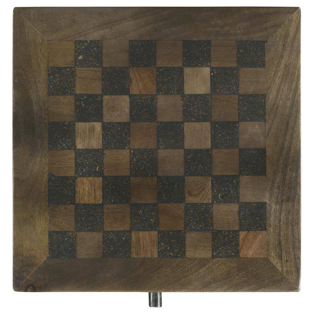 Noir Mango Wood and Iron Accent Table with Storage