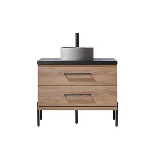 Trento 36 in. W x 21.7 in. D x 35.8 in. H Single Sink Bath Vanity in North Oak with Black Sintered Top