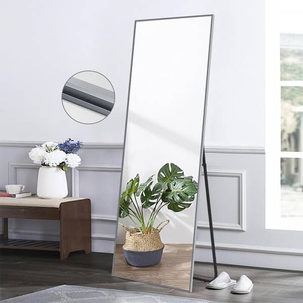 Dovelina 64.17 in. X 21.26 in.Oversized Modern Metal Framed Beveled Glass Full Length Standing Mirror