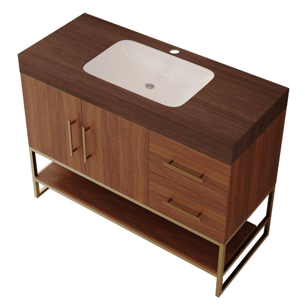 "36"" Modern Free-Standing Bathroom Vanity with Seamless Ceramic Sink & Sintered Stone Top，Wood grain sink Single Sink Bat" price history on PriceWatchPro
