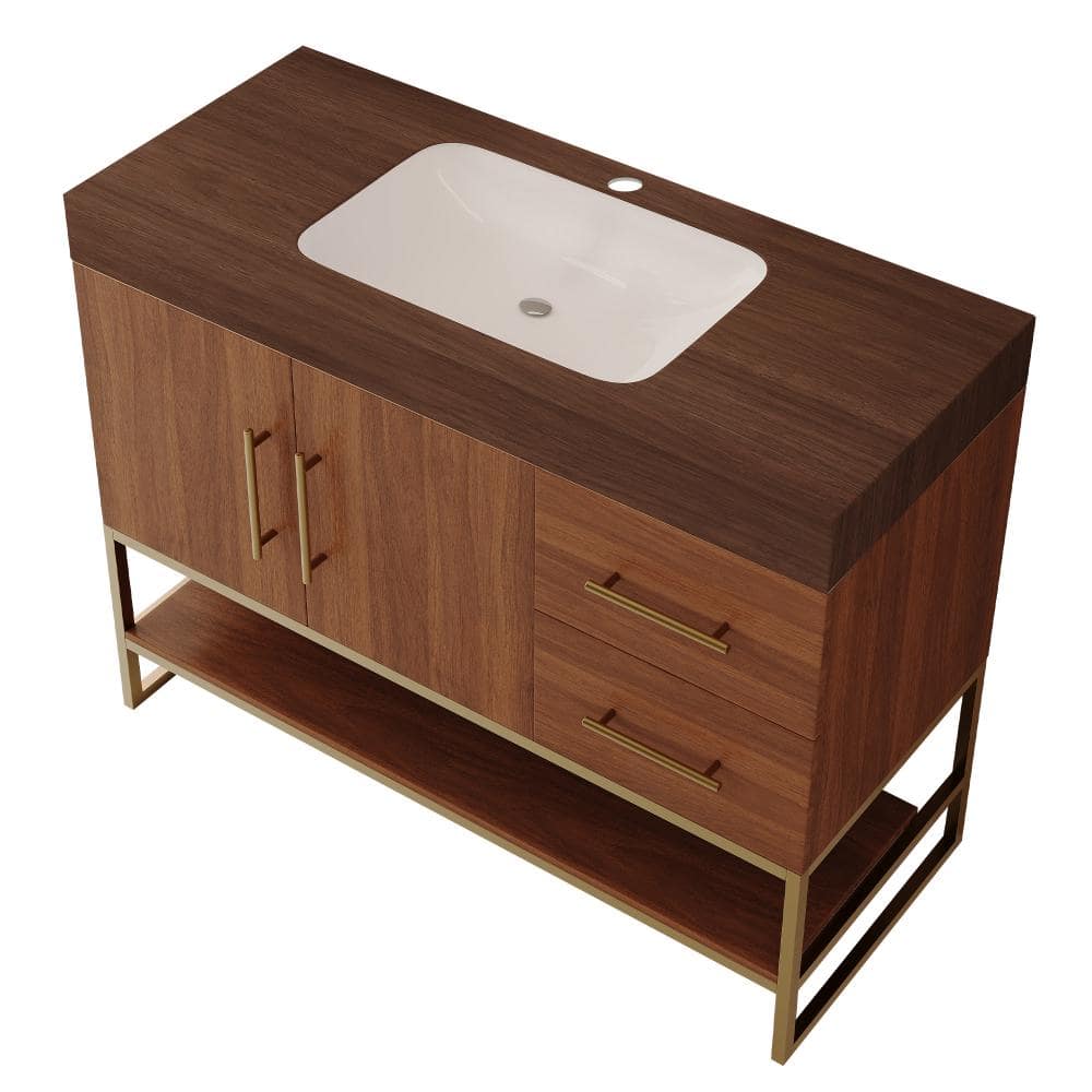 36 in. Freestanding Walnut Bath Vanity with Walnut Sintered Stone Top Unassembled price history on PriceWatchPro