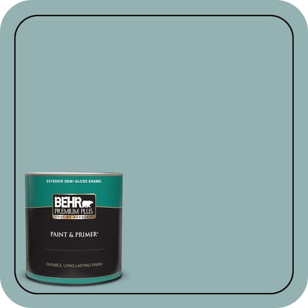 BEHR PREMIUM PLUS 1 qt. #500F-5 Gulf Winds Semi-Gloss Enamel Exterior Paint & Primer