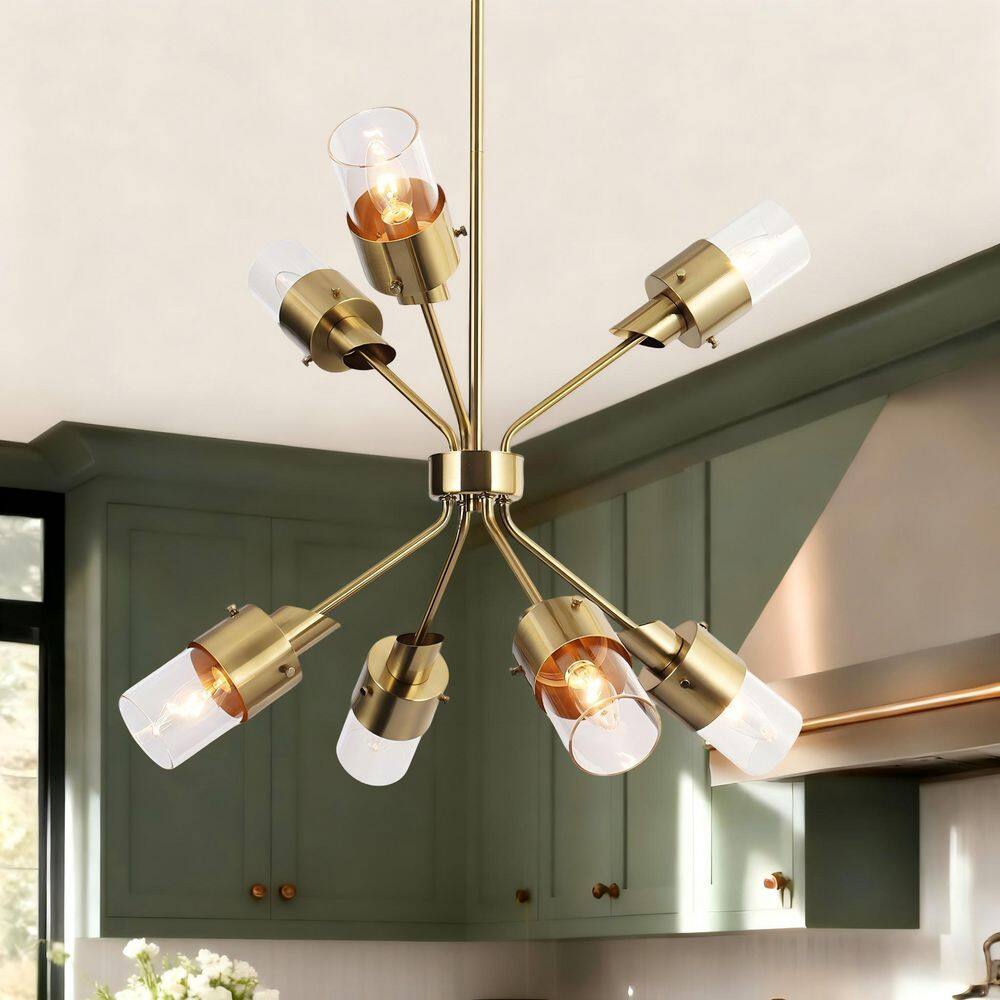 Mid-Century Modern 7-Light Plated Brass Sputnik Chandeliers, DIY Kitchen Island Pendant Light with Clear Glass price history on PriceWatchPro