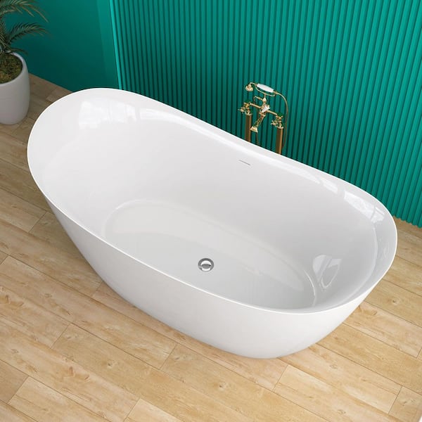 Zeafive Van 59 in. x 27.5 in. Acrylic Freestanding Soaking Bathtub