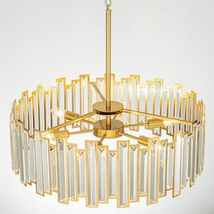 Celeste 6-Light Brass Gold Modern Glam Crystal 23.6 in. Industrial Round Drum Chandelier