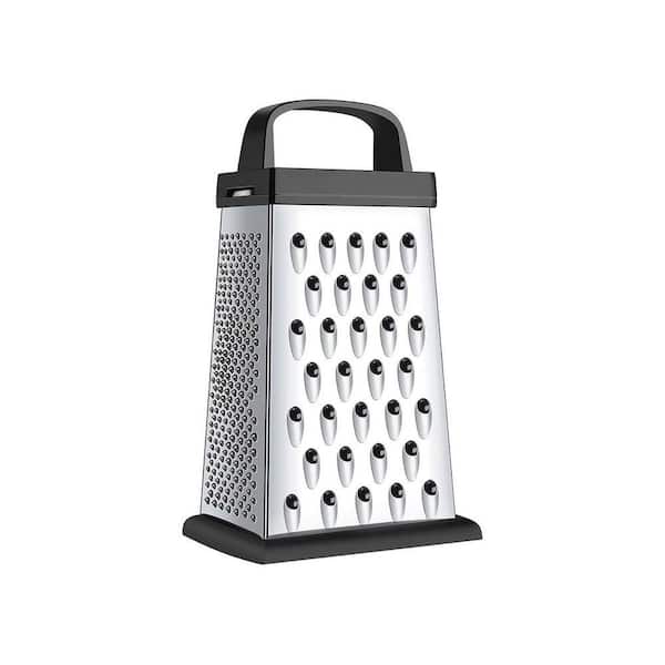Mini Size 4-Sided Black Cheese Grater Stainless Steel Food Shredder with Ergonomic Handle Rubber Base Dishwasher Safe
