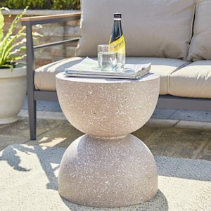 17.75 in. H Multi-Functional MGO Stone Pink Terrazzo Outdoor Side Table or Garden Stool or Planter Stand