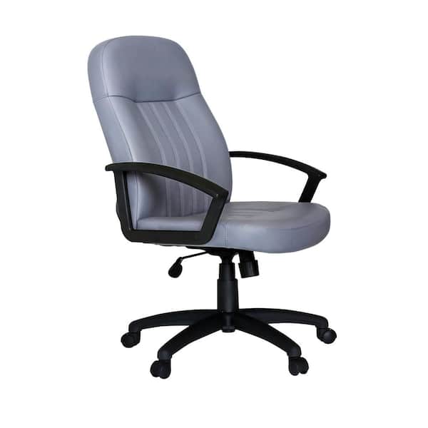 BOSS OFFICE Executive Desk Chair. Grey Caressoft Vinyl. Black Nylon Base & Arms. Pneumatic Lift.