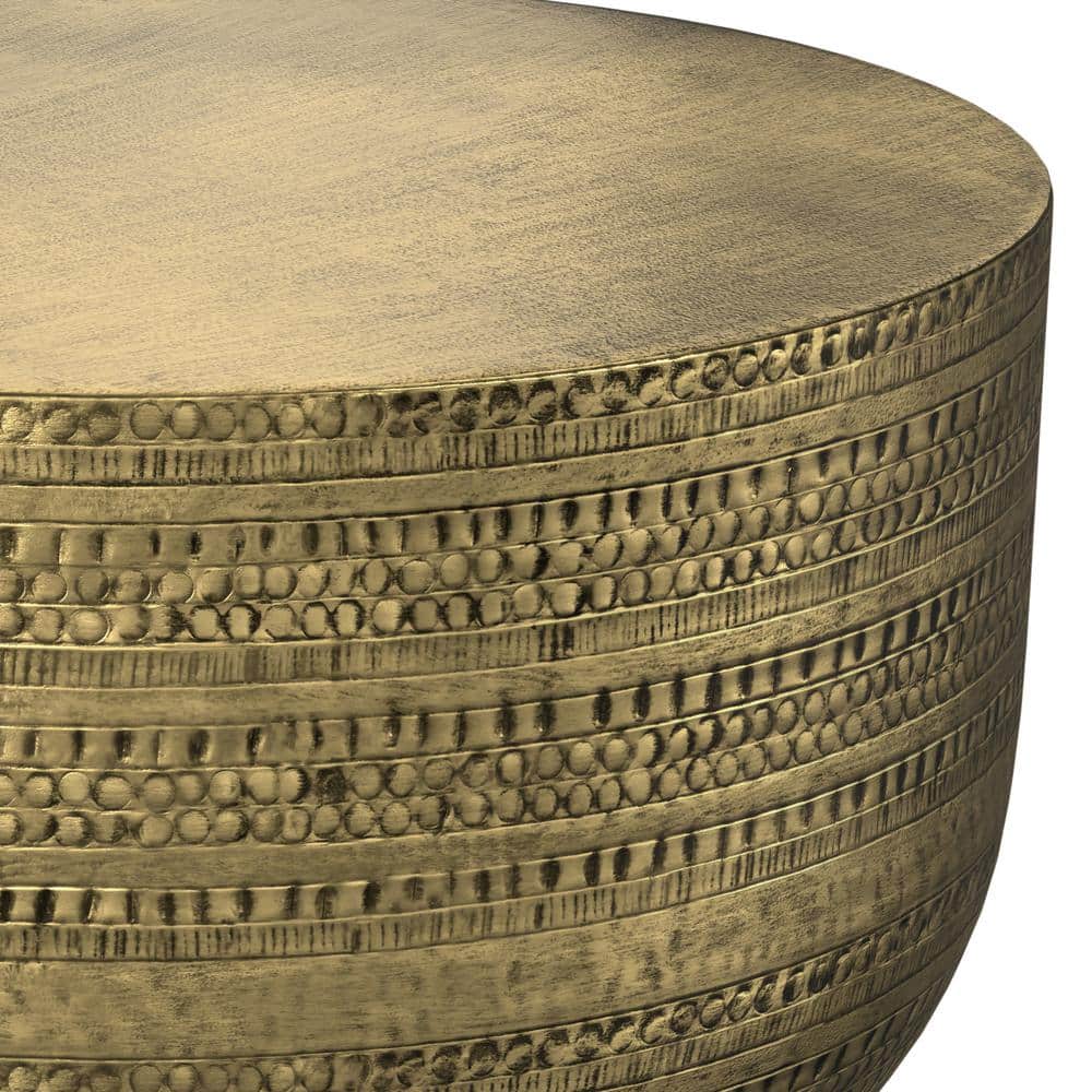 Antique Gold Round Metal Coffee Table