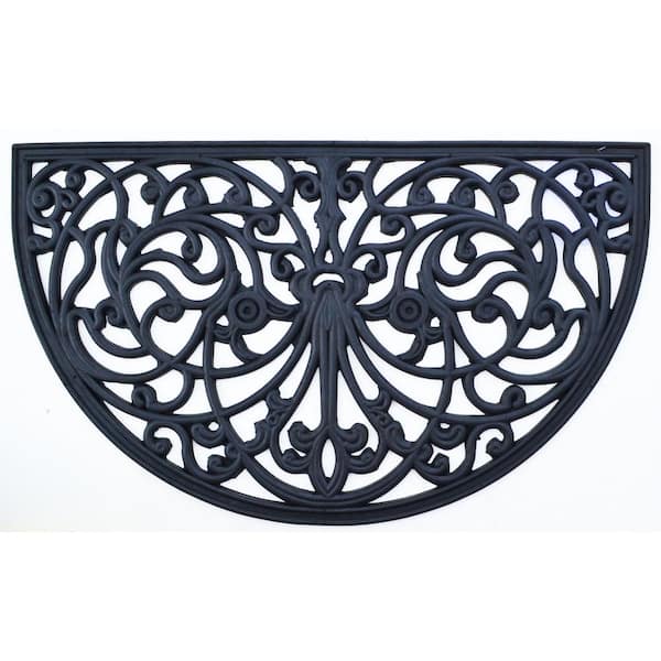 Imports Decor Wrought Iron Half Round 30 in. x 18 in. Rubber Door Mat