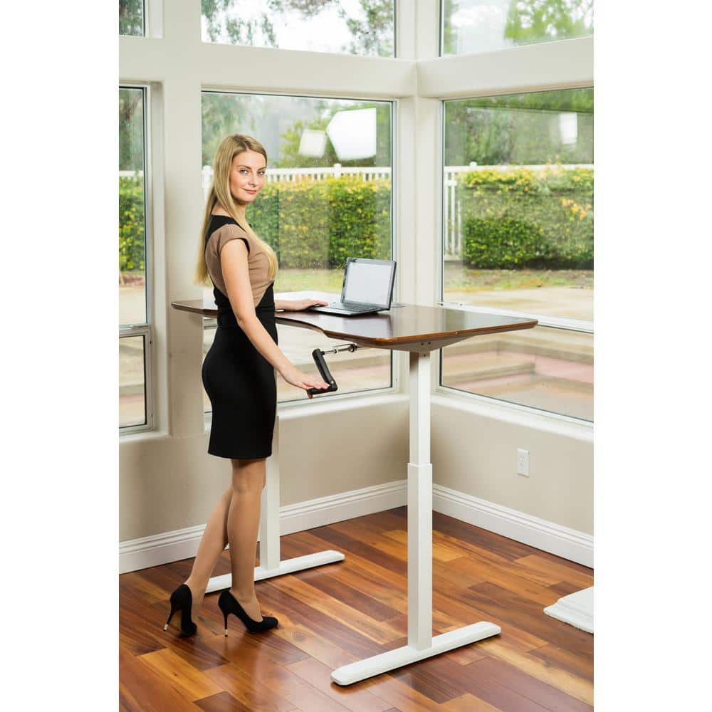White Adjustable Height Metal Standing Desk