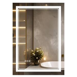 32 in. W x 24 in. H Rectangular Frameless Anti-Fog LED Light Wall Bathroom Vanity Mirror Front Light