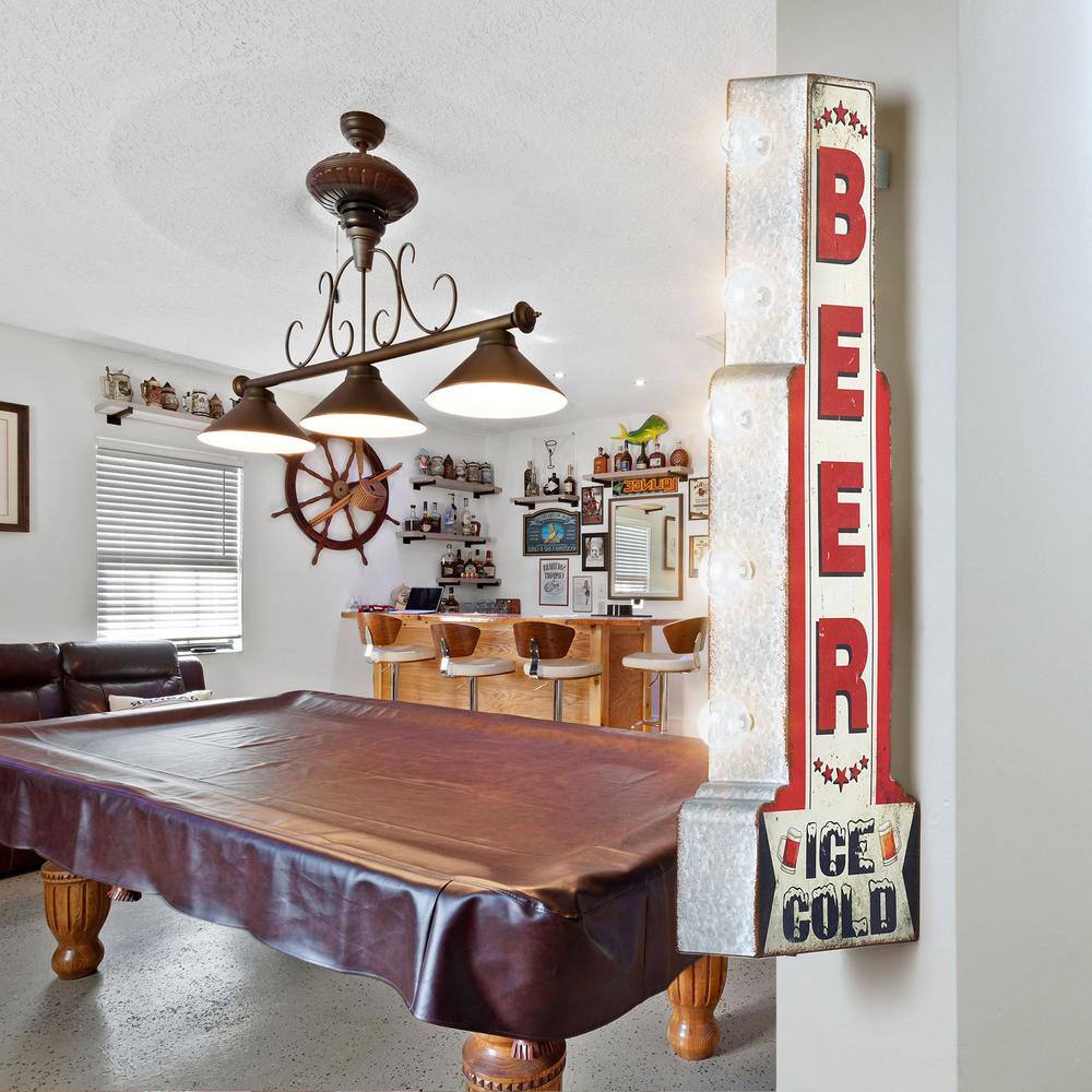 Vintage Metal LED Ice Cold Beer Marquee Sign