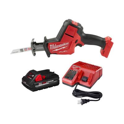 M18 FUEL 18-Volt Lithium-Ion Brushless Cordless HACKZALL Reciprocating Saw with 3.0 Ah Battery and Charger