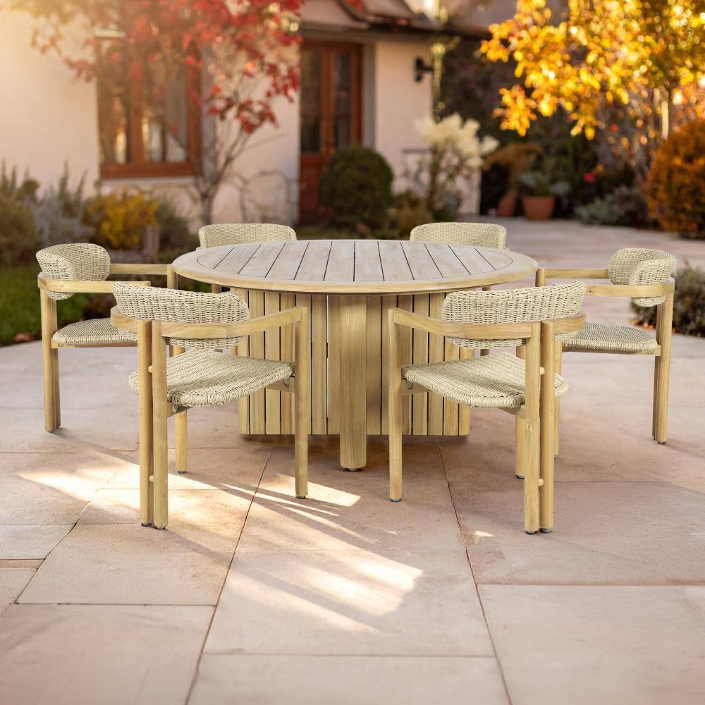 New Classic Furniture Sedona Natural 7-Piece Wood Outdoor Dining Set