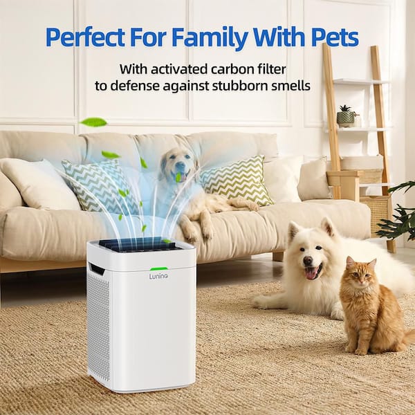 2500 sq. ft. True HEPA Room Air Purifier in White, 176 CFM, Activated Carbon, Ozone Free, 3-Wind Angle, WIFI Control