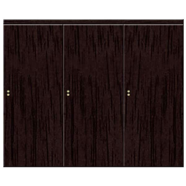 Impact Plus 108 in. x 96 in. Smooth Flush Espresso Solid Core MDF Interior Closet Sliding Door with Matching Trim