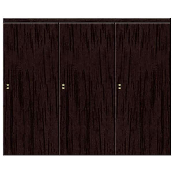 Impact Plus 84 in. x 84 in. Smooth Flush Espresso Solid Core MDF Interior Closet Sliding Door with Matching Trim