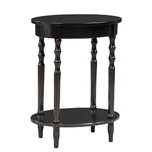 Classic Accents Brandi 19.75 in. Black Standard Oval Wood End Table with Shelf