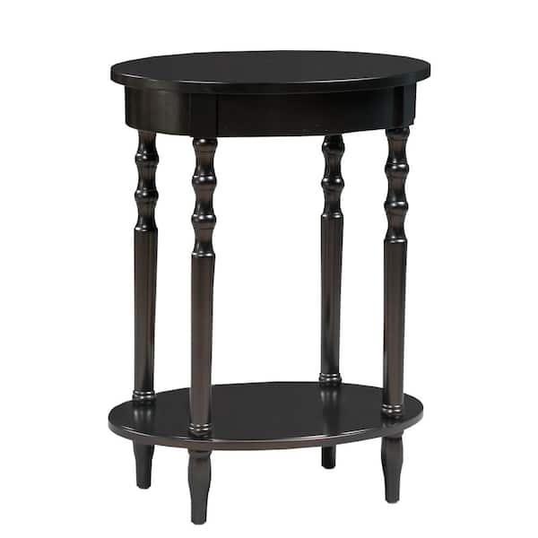 Convenience Concepts Classic Accents Brandi 19.75 in. Black Standard Oval Wood End Table with Shelf