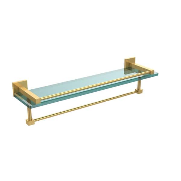 Allied Brass 16 in. L x 12 in. H x 5 in. W 2-Tier Gallery Clear Glass  Bathroom Shelf with Towel Bar in Satin Brass WP-2TB/16-GAL-SBR - The Home  Depot