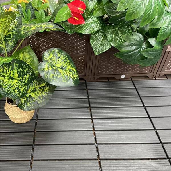 1 ft. x 1 ft. Polypropylene Deck Tile in Dark Gray (44-Piece)