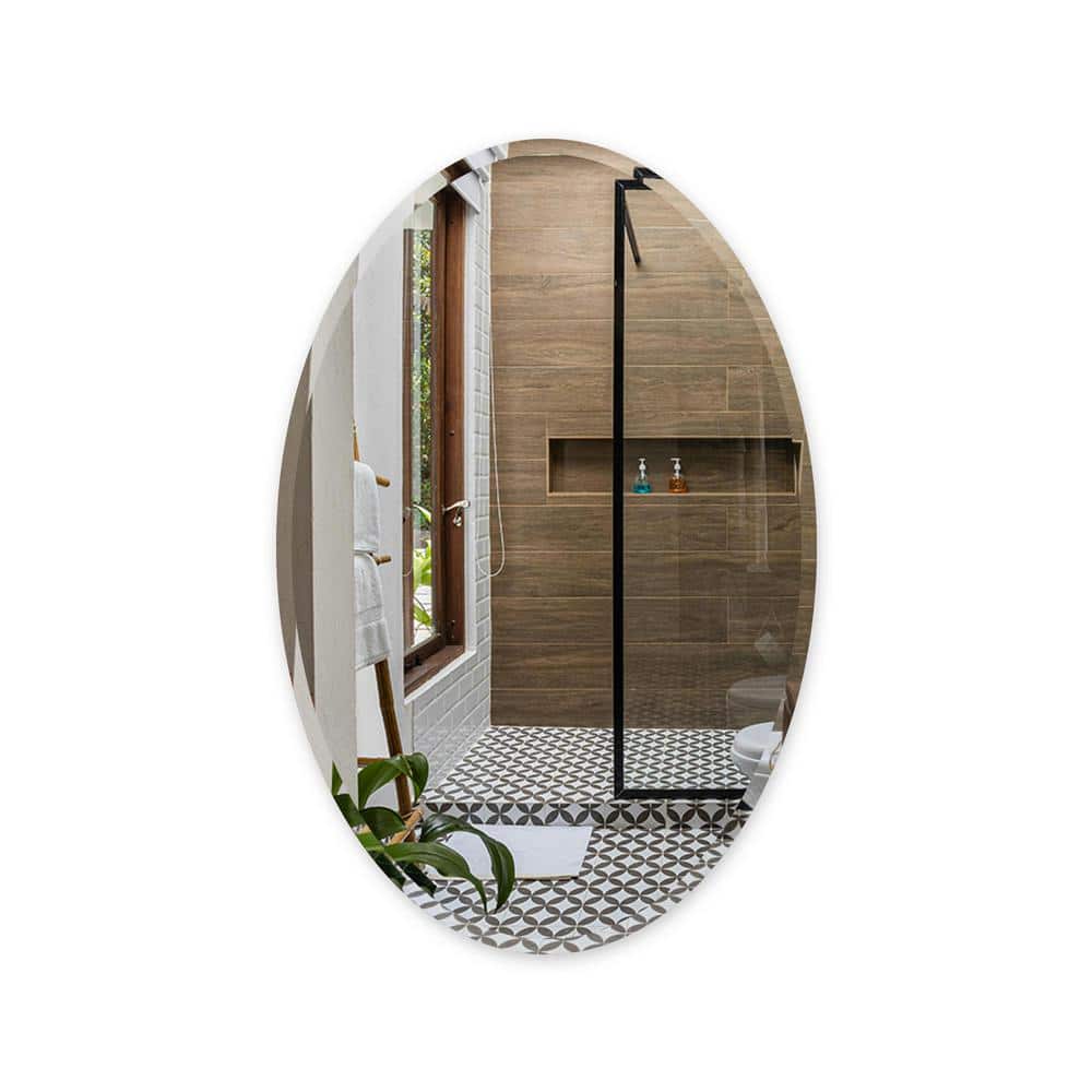 24x48 Frameless Oval Beveled Wall Mirror