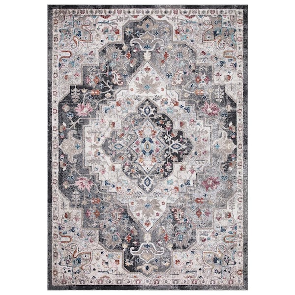 Concord Global Trading Vintage Collection Montreal Gray 7 ft. x 9 ft. Medallion Area Rug