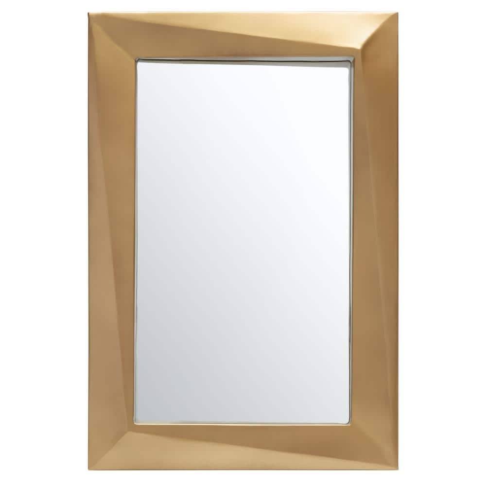 Ellarose 24" Gold Rectangular Wood Wall Mirror
