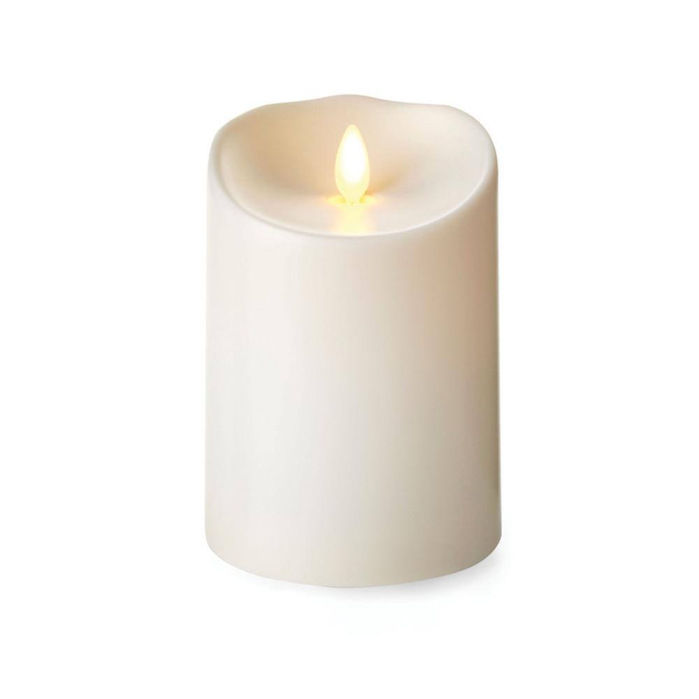 Luminara Outdoor Pillar Candle 3.75 in. W x 5 in. H White No Scent