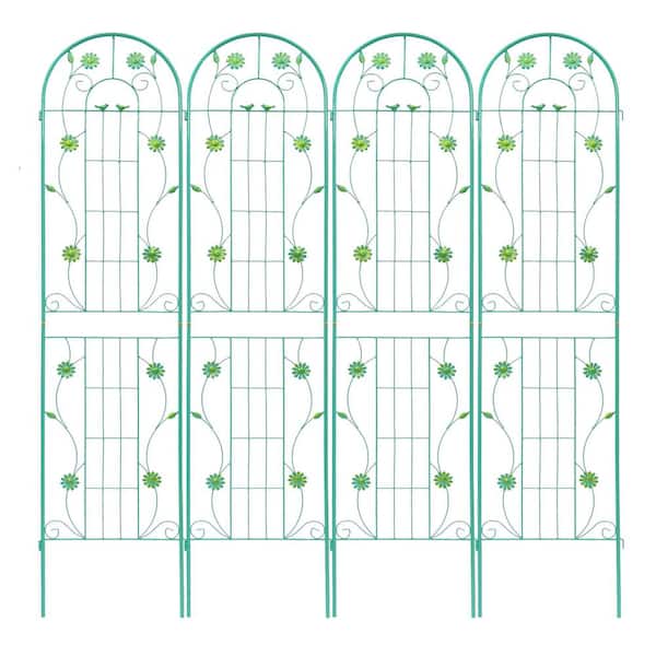 Outddor Green Metal 19.7 in. W x 86.7 in. H Rustproof Garden Trellis Flower Support for Climbing Plants(4-Pack)