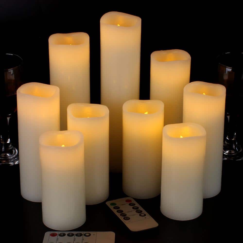 4 in. 5 in. 6 in. 7 in. 8 in. 9 in. Set of 9 Ivory Flameless Candles