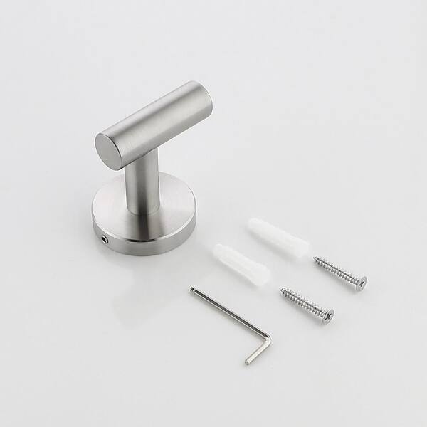 Brushed 4-Piece Bathroom Hardware Accessories Set Stainless Steel+2 Robe Hooks 