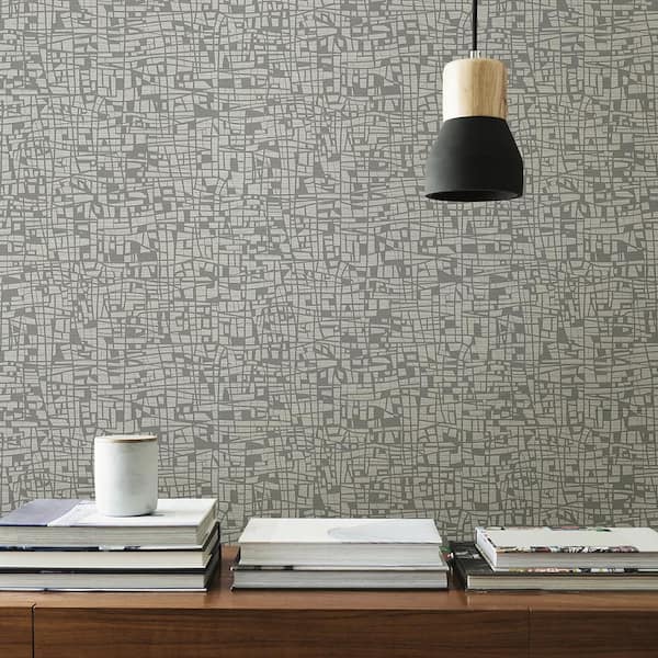 Tiffany Grey Abstract Geometric Grey Vinyl Strippable Roll (Covers 60.8 sq. ft.)