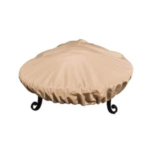 Sandstone Fire Pit Cover All-Weather Protective Cover with Draw Strings for 29 in. to 32 in. Fire Pits